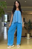 Made in Italy Benji Linen Panel Wave Vest Bahama Blue 